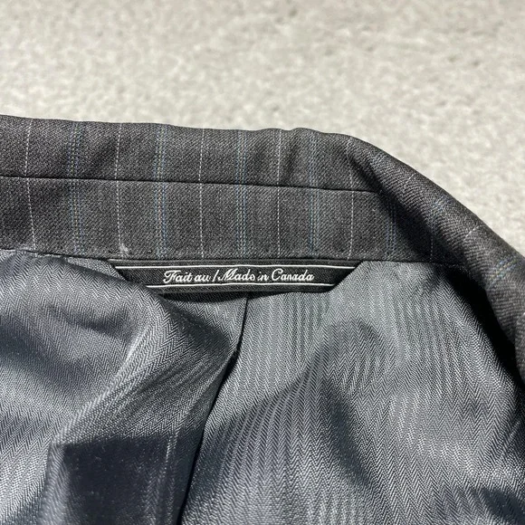 Jack Victor Suit Jacket Mens 50L Gray Pinstripe Super 100s Wool Long 2 Button